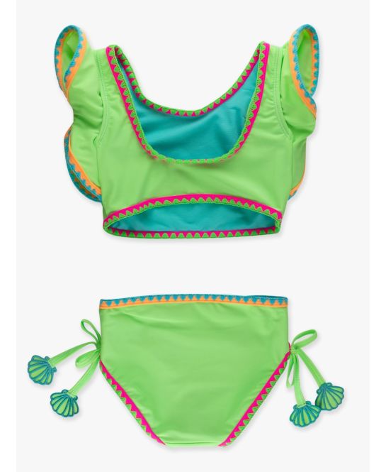 Crochet Detail Butterfly Tankini 2-Piece Swimsuit, NEON HONEYDEW