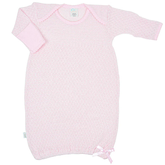 Overlap Shoulder Gown With Pima Trim, Pink