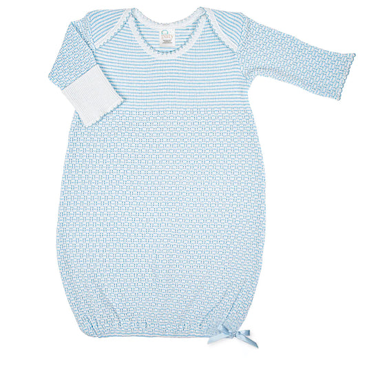 Overlap Shoulder Gown , Blue w/ Blue