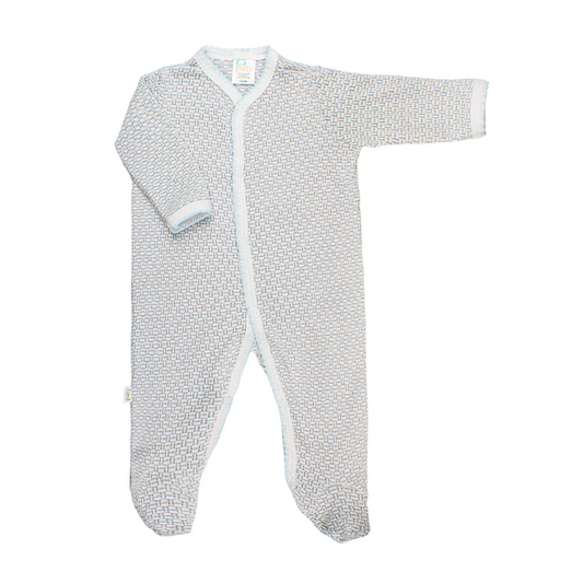 Knit Solid Footie, Grey w/Blue