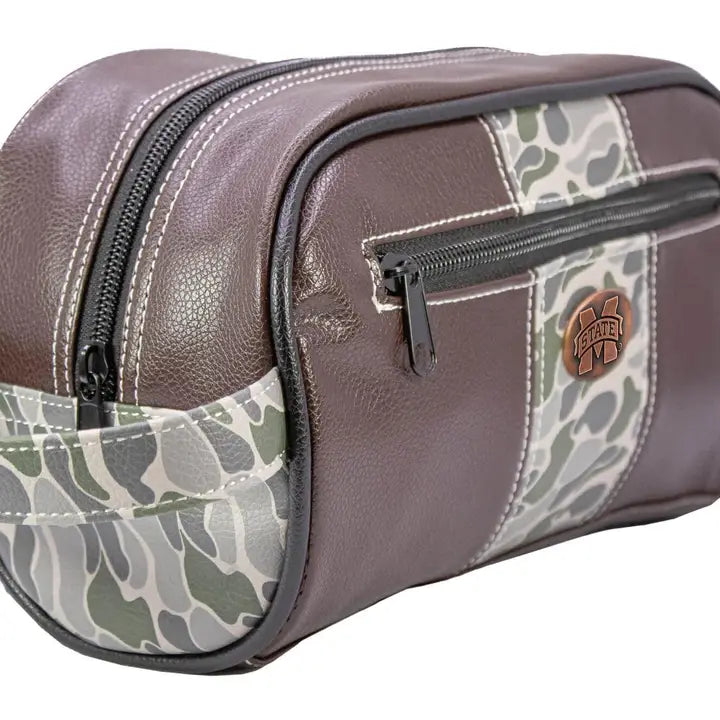 OId School Camo Toiletry Bag, MS State Green/Gray