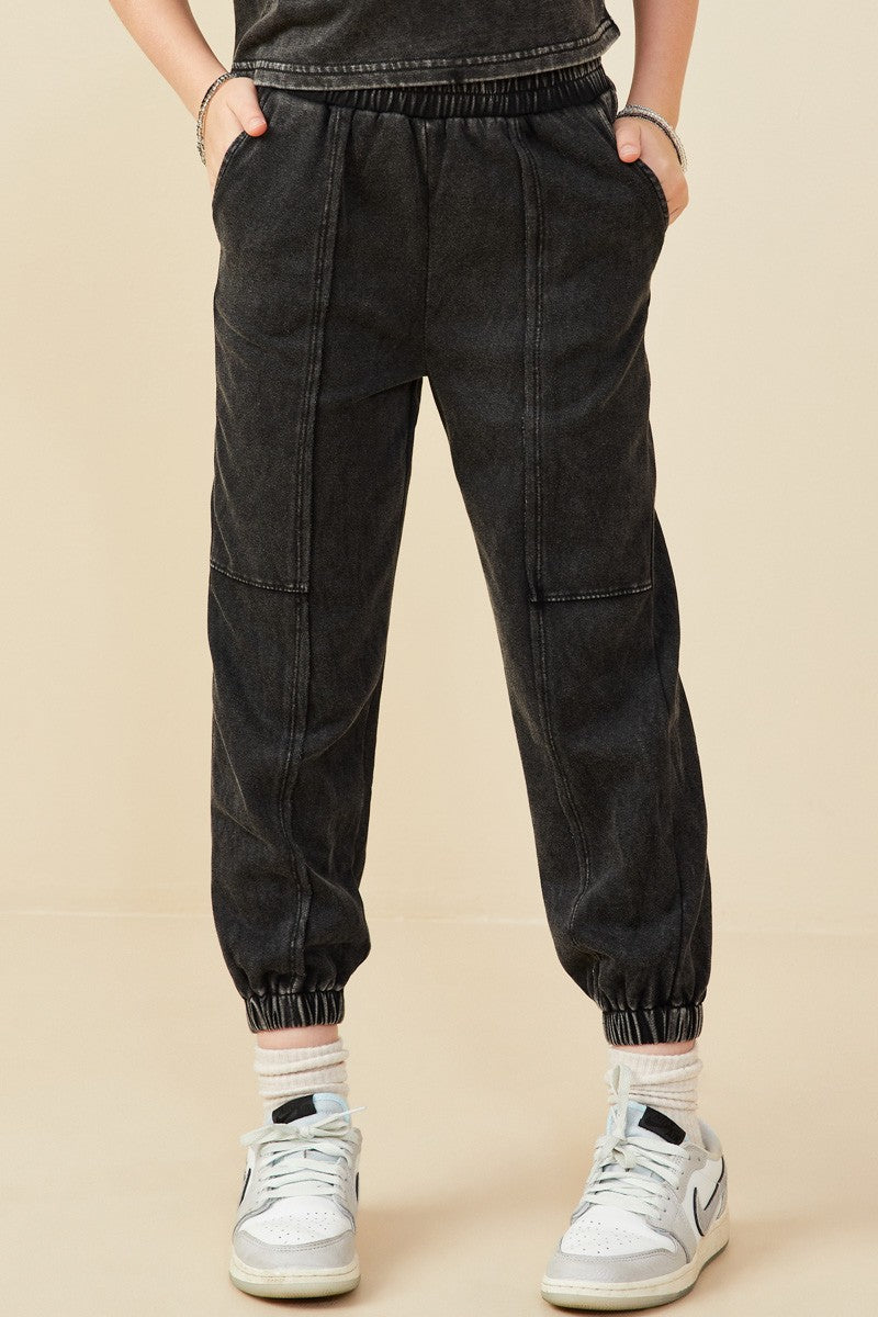 Black Knit Paneled Joggers