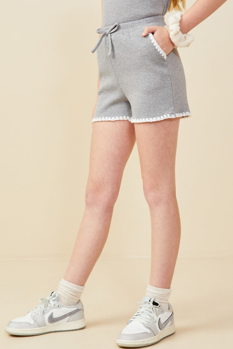 Grey Crochet Ribbed Knit Boxers