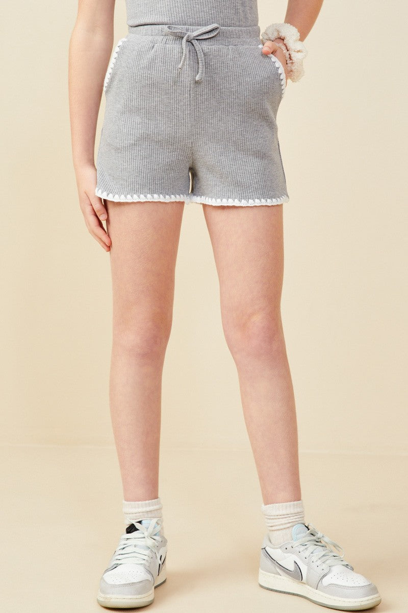 Grey Crochet Ribbed Knit Boxers