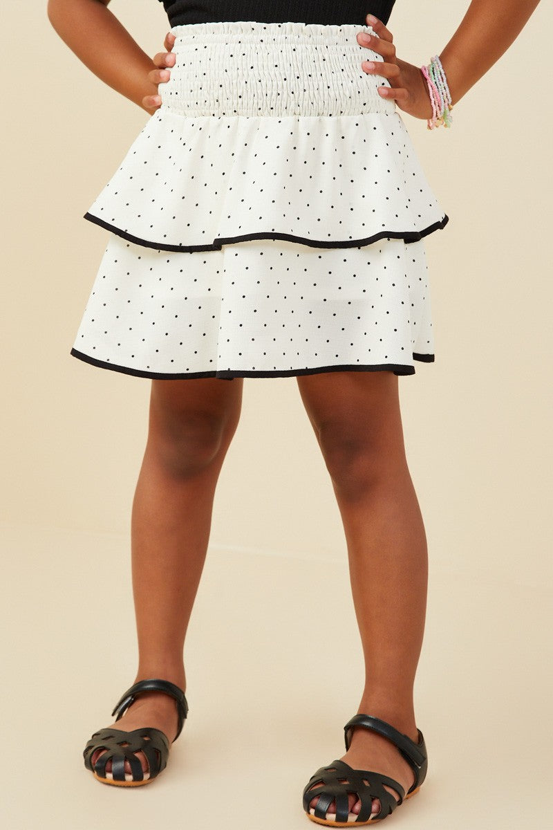 Ivory Polka Dot Smocked Skirt