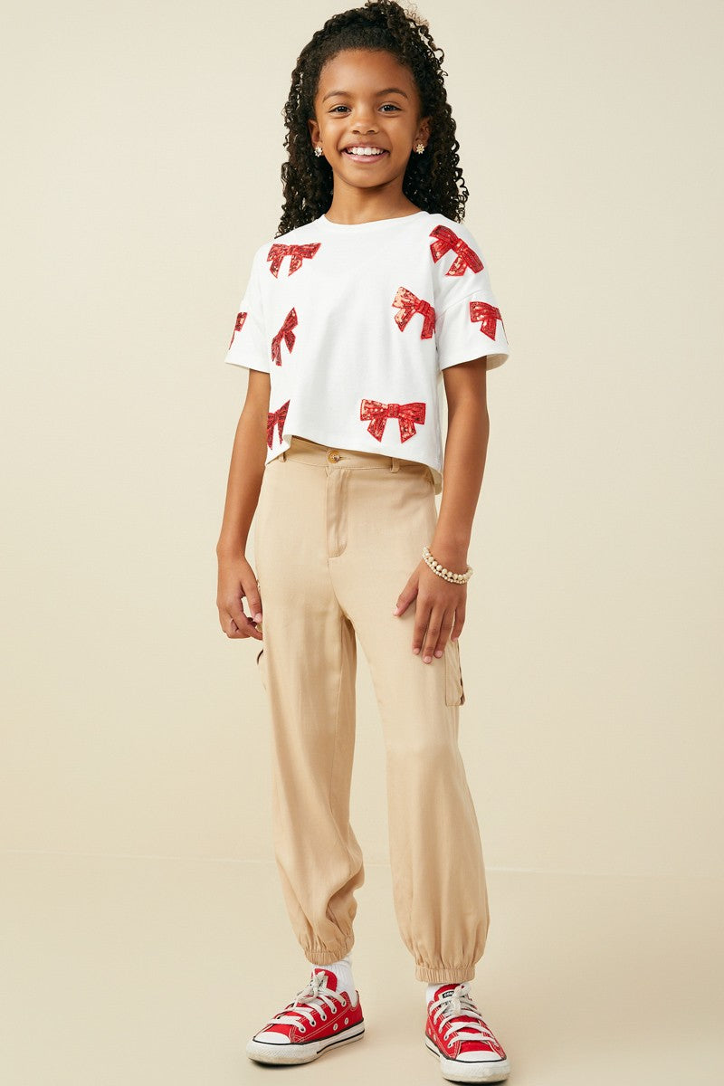 Red Gameday Sequin Bow T Shirt