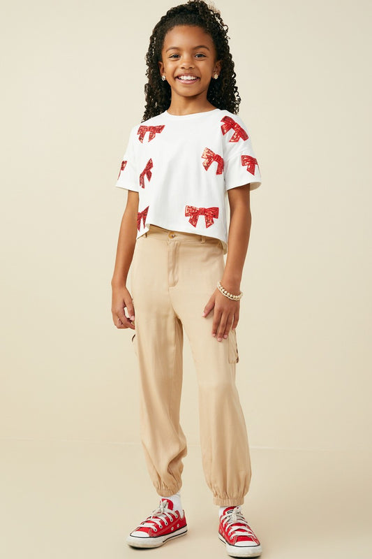 Red Gameday Sequin Bow T Shirt
