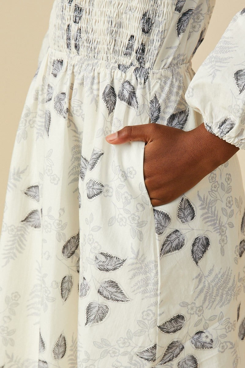 Grey Smithsonian Shin Smocked Dress