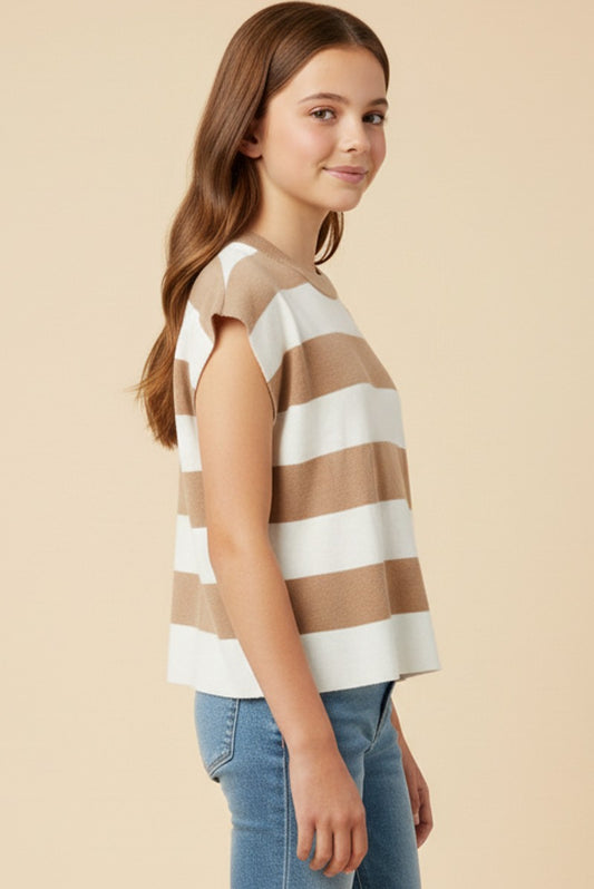 Taupe Stripe Sweater Boxy Tank