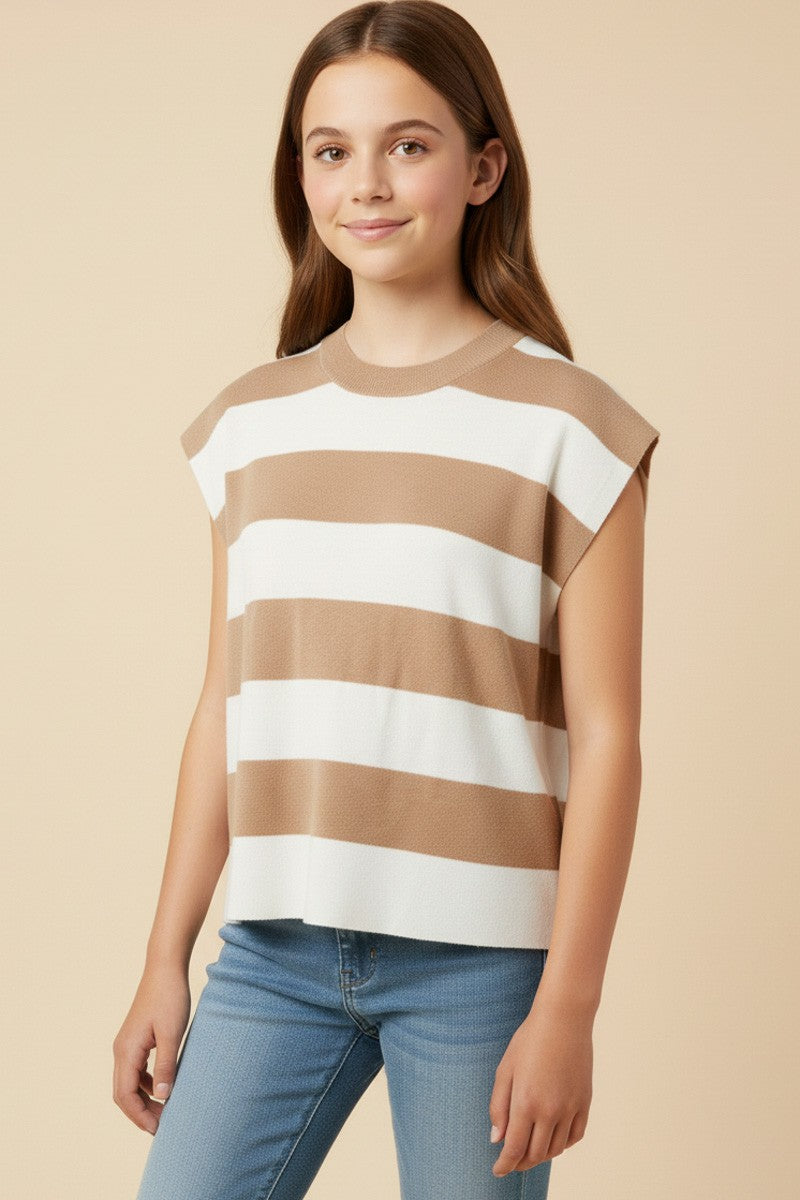 Taupe Stripe Sweater Boxy Tank