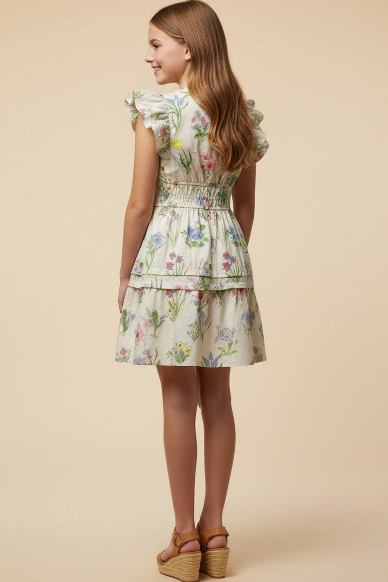 Floral Smocked Waist Ruffle Tank Dress