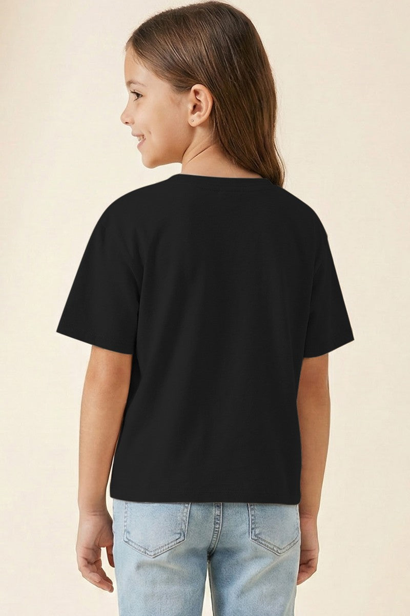 Black Jeweled Lace Bow Patch T Shirt