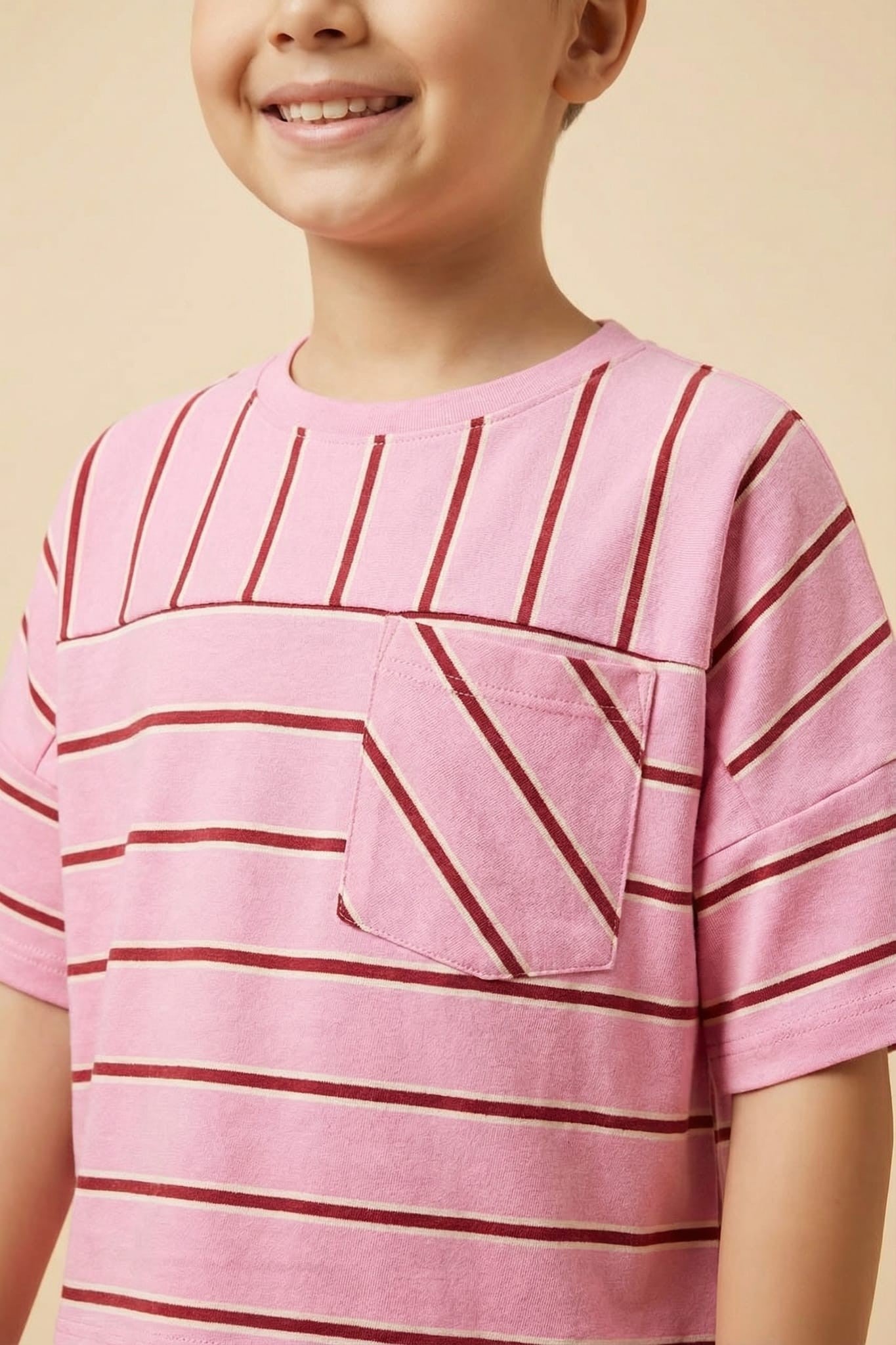 Pink Stripe Pocket Knit Tee