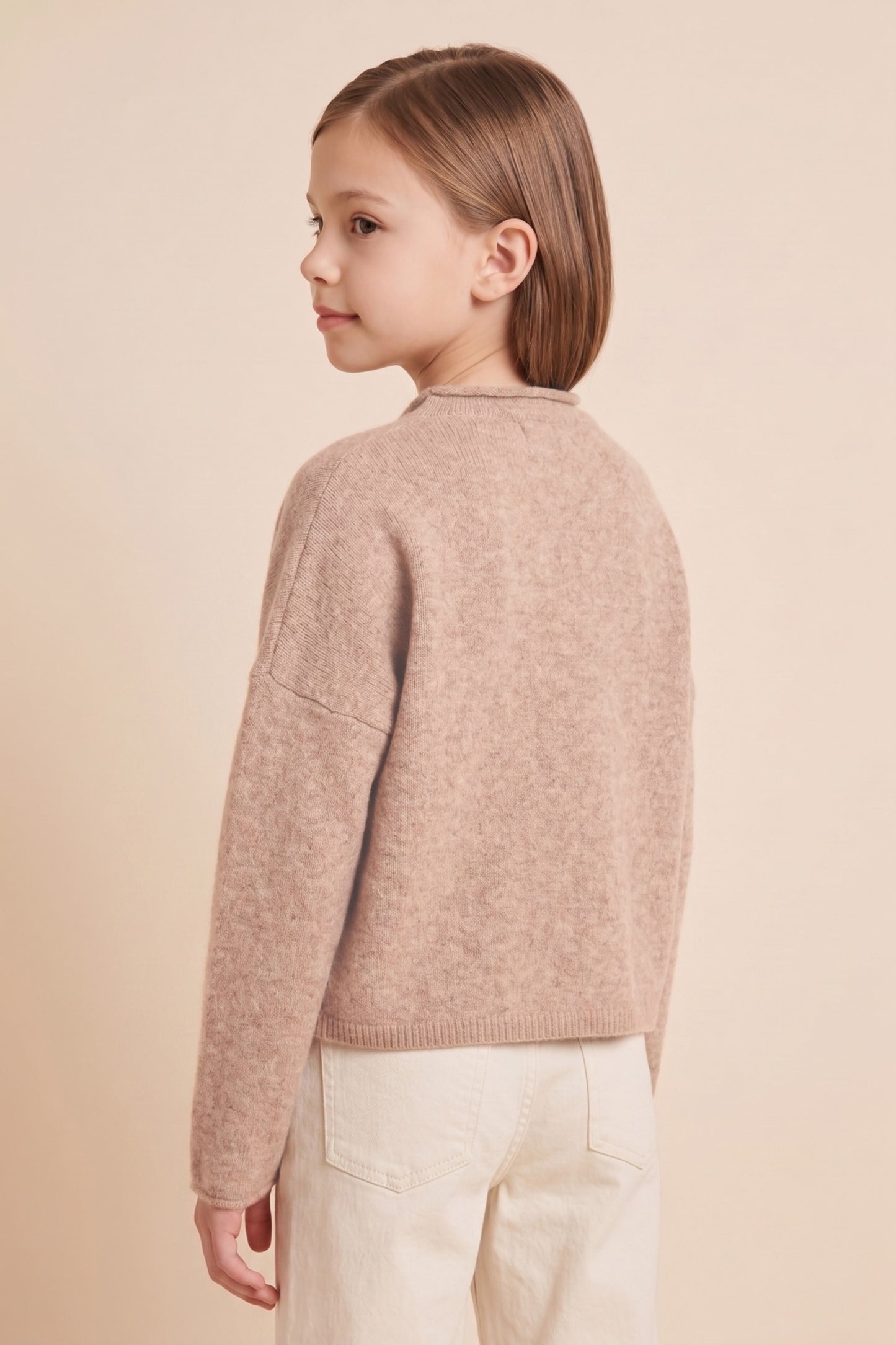 Taupe Brushed Rolled Neck Sweater Cardigan