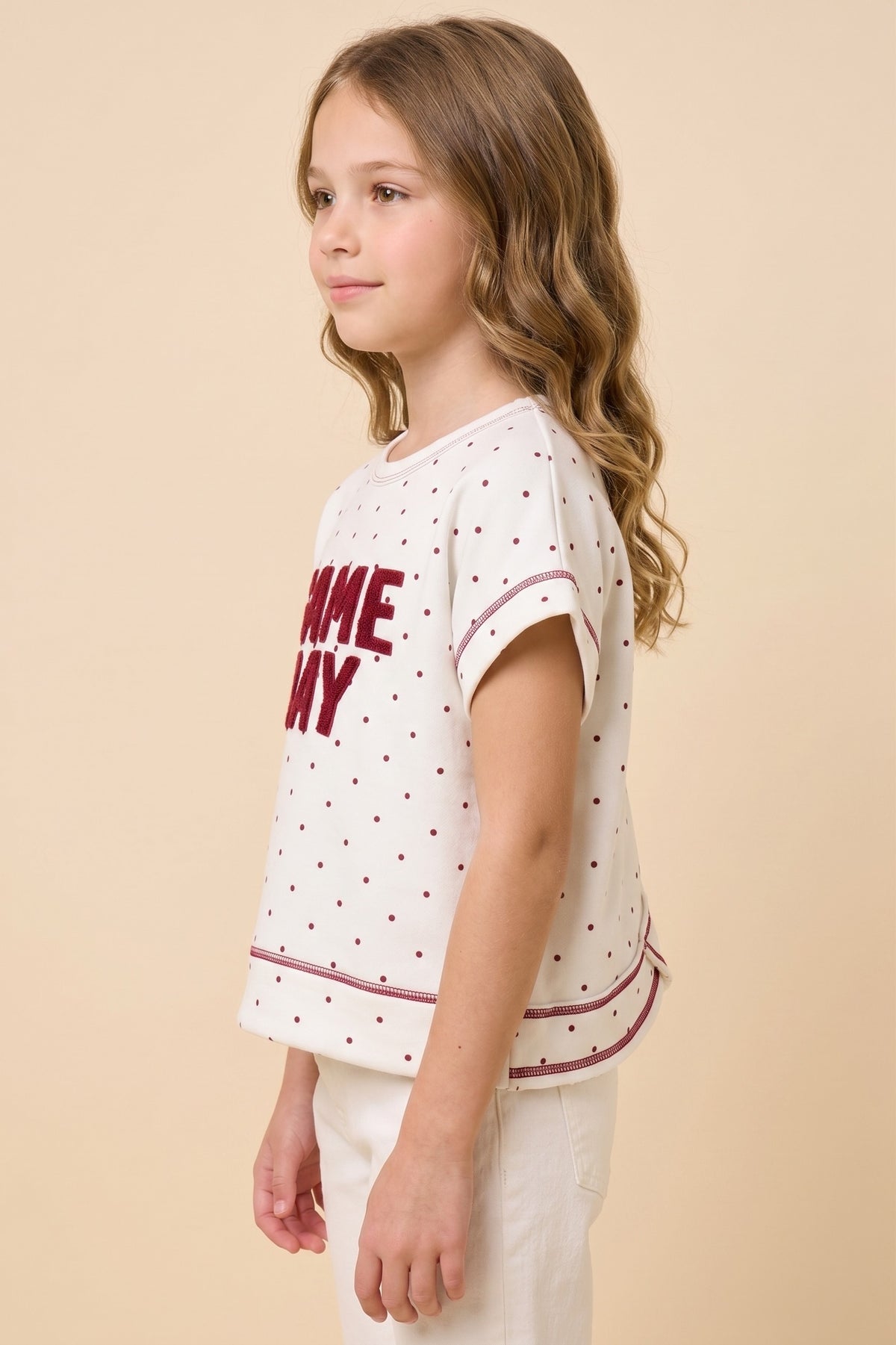 Red Polka Dot Game Day Top