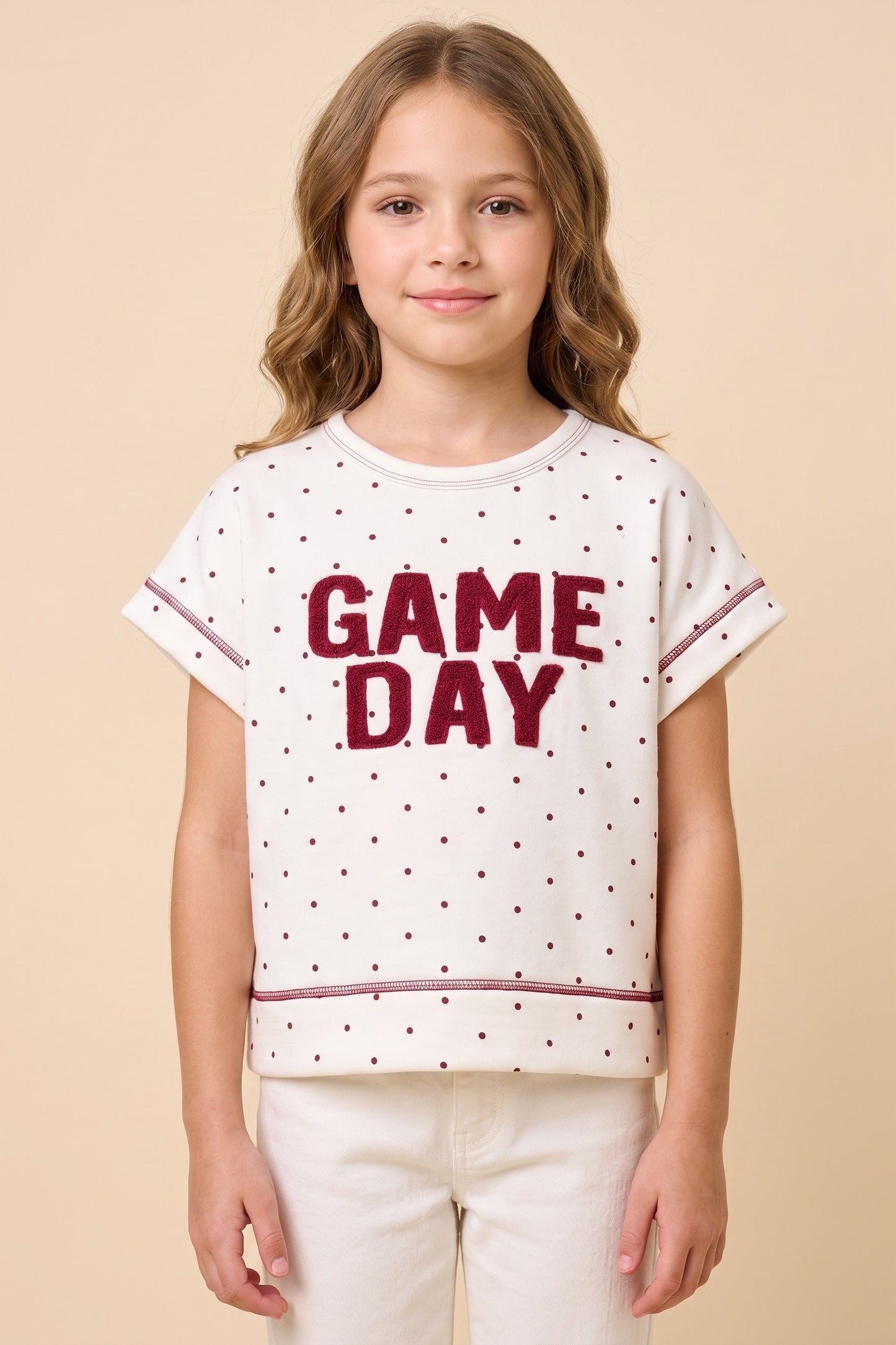 Red Polka Dot Game Day Top