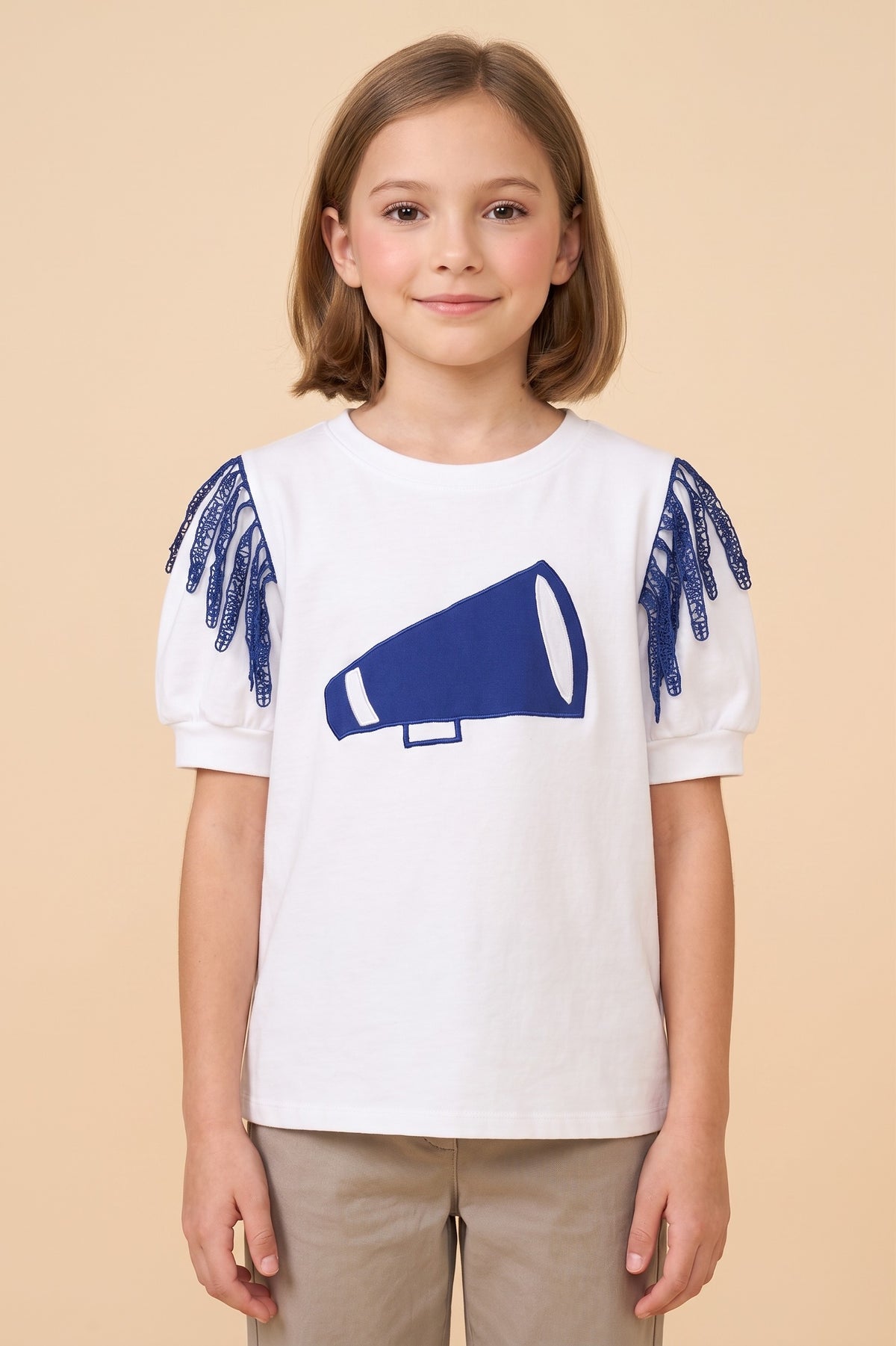 Blue Fringe Megaphone Patch Tee