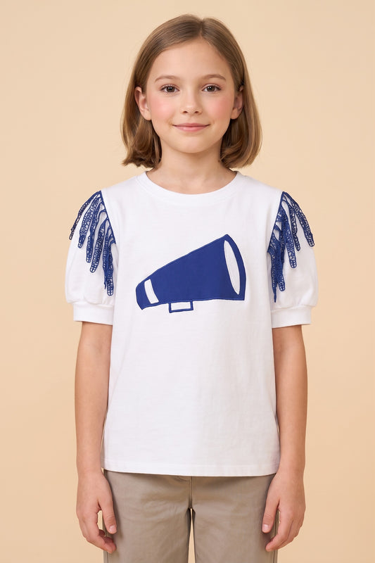 Blue Fringe Megaphone Patch Tee