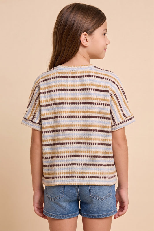 Brown Stitch Stripe T Shirt