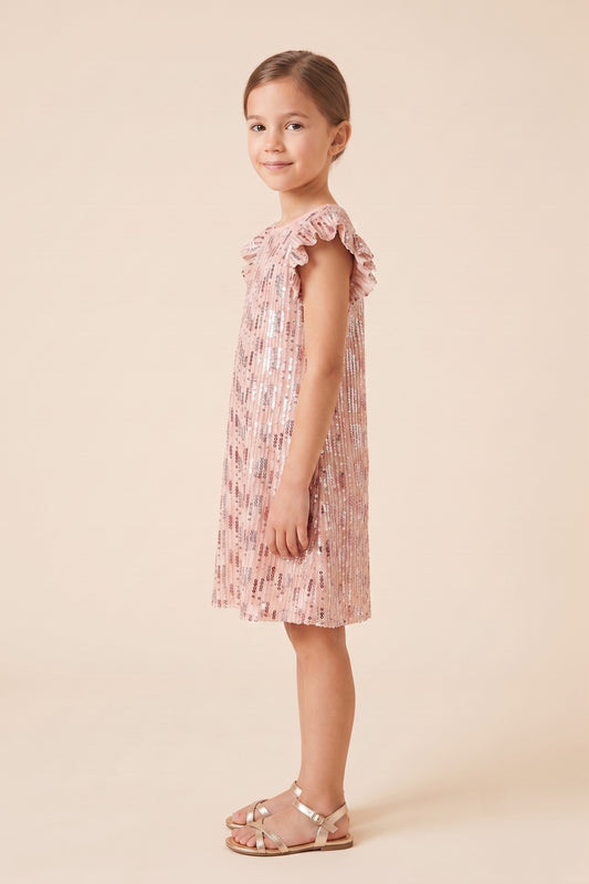 Blush Sequin Ruffle Dress