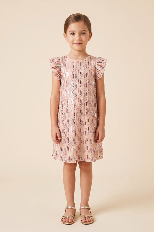 Blush Sequin Ruffle Dress