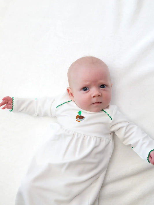 Embroidered Gown, Mallard Duck