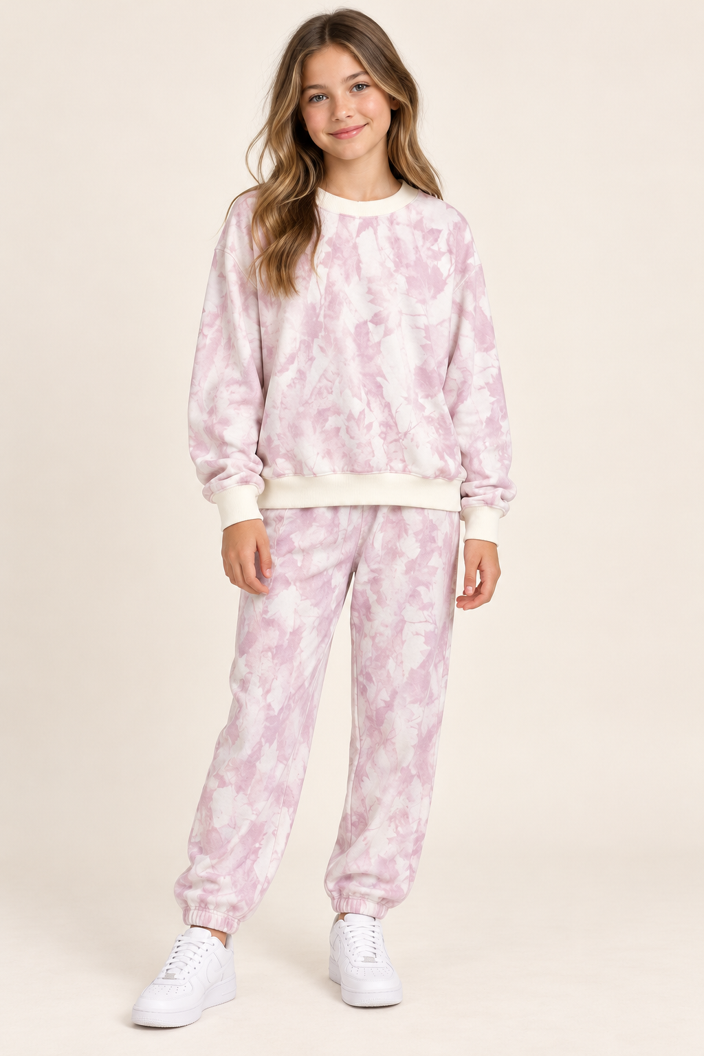 Leaf Printed Fleece Sweatshirt