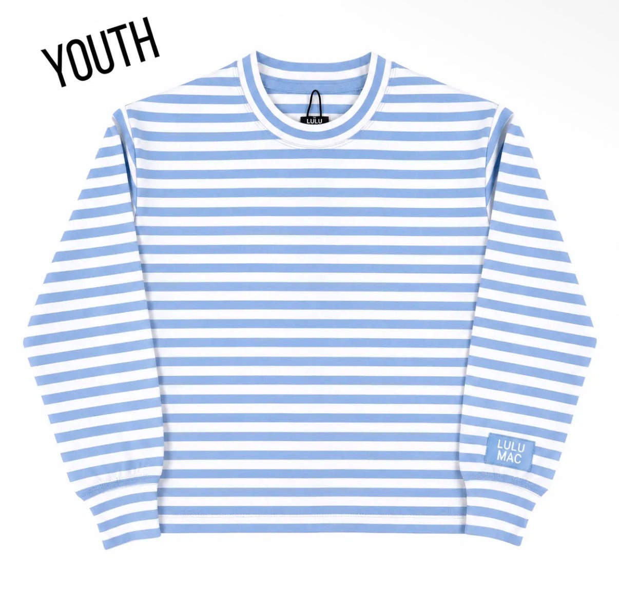 Lulu Mac Stripe Patch Long Sleeve Tee, Light Blue