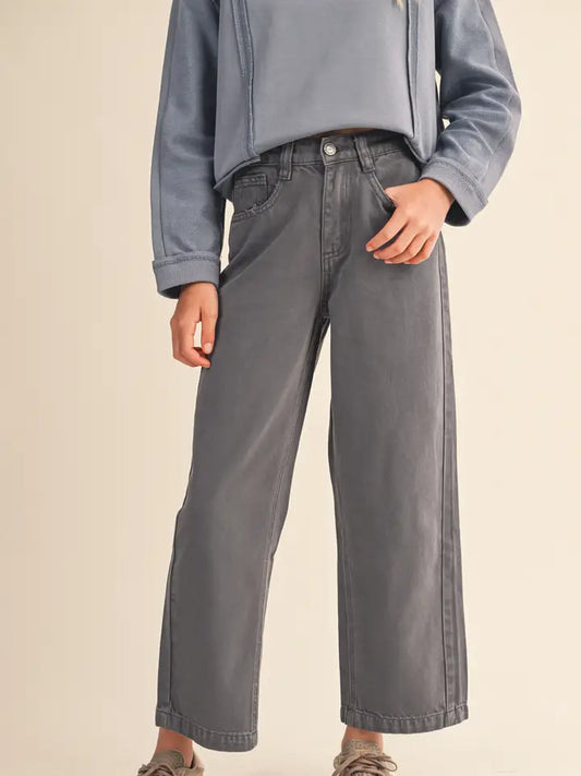Grey Denim Barrel Pants