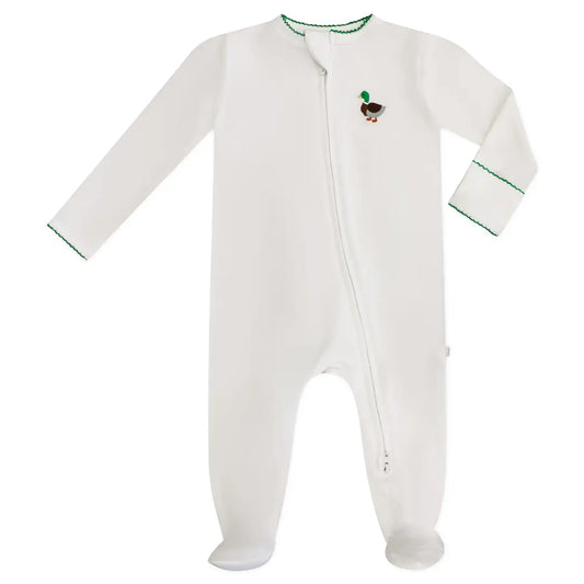 Mallard Duck Embroidered Zip Romper