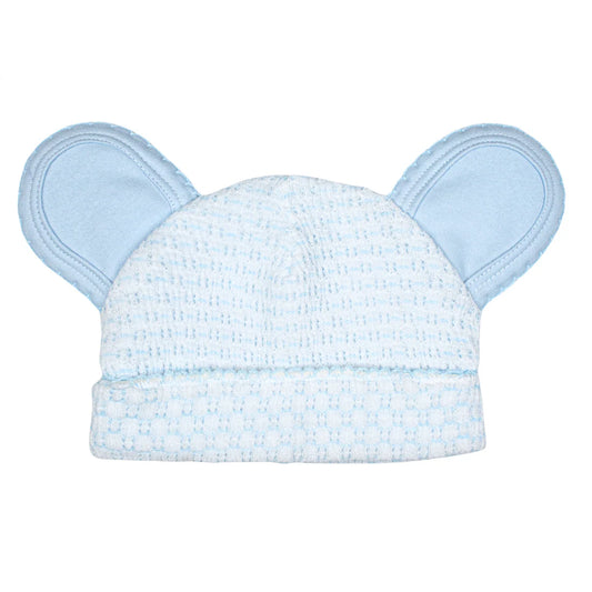Knit Bear Beanie , Blue With Blue