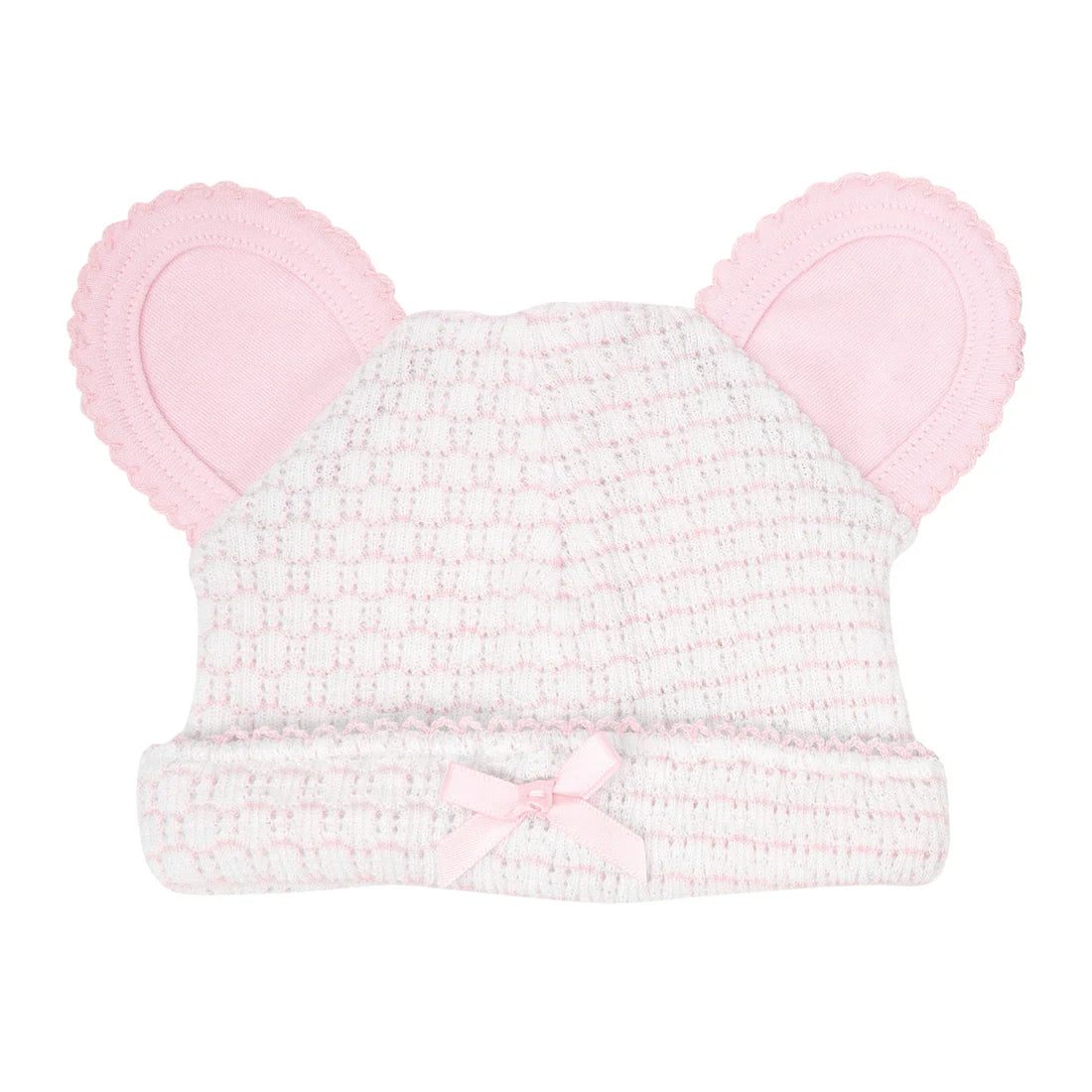Knit Bear Beanie , Pink With Pink