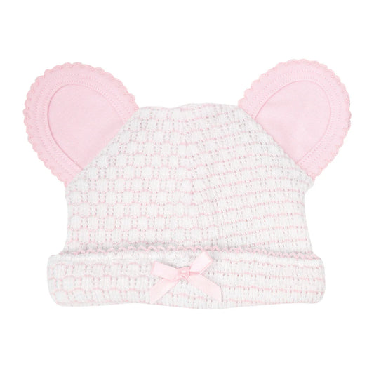 Knit Bear Beanie , Pink With Pink