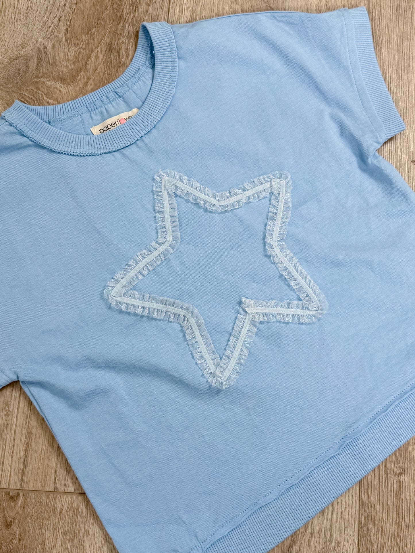 Star Ribbon Top With Crossed Back Top