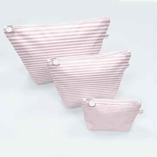 Easy Clean Set of 3 Pouches, Pink Stripes