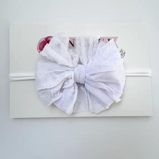Skinny Mini Ruffle Headband-White