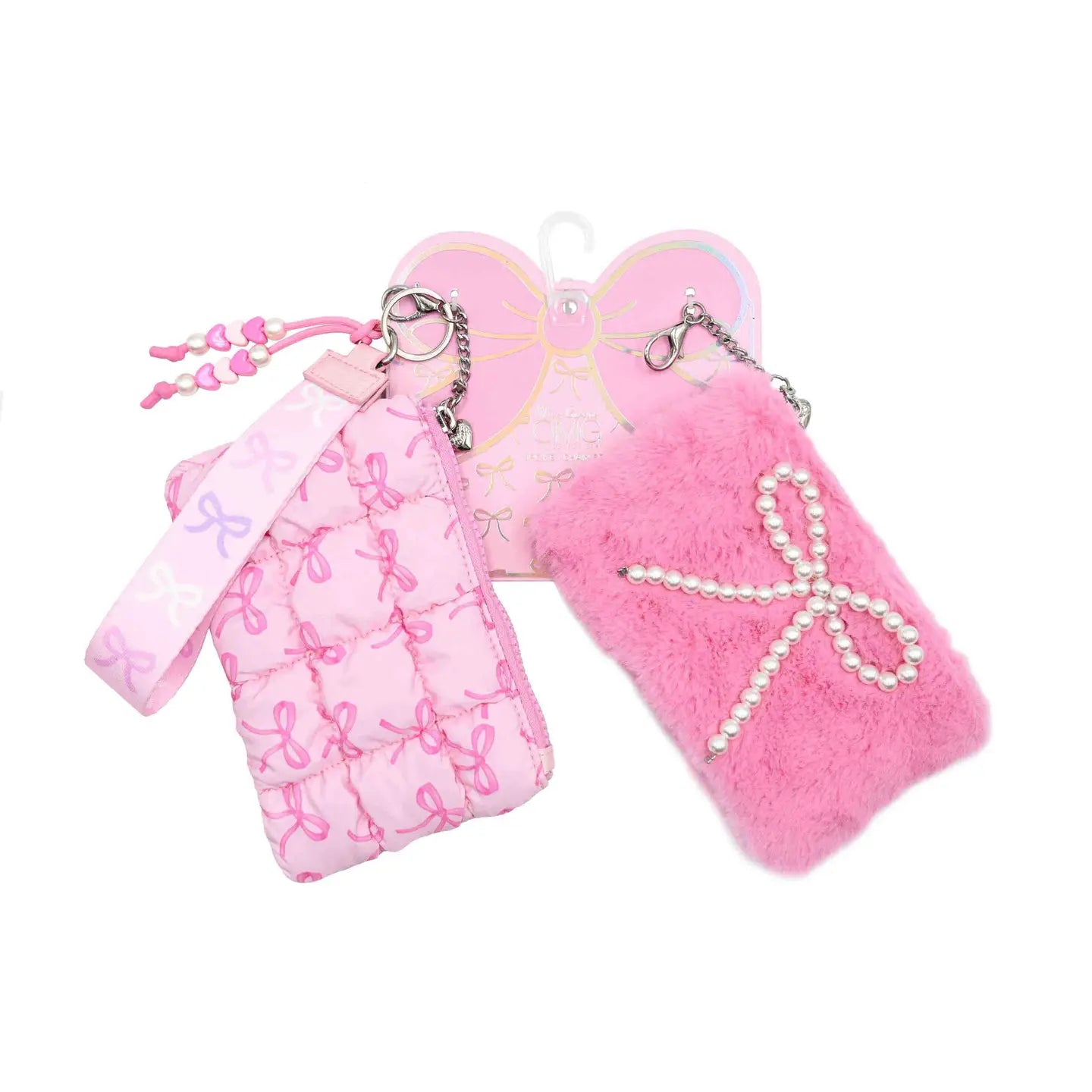 Quilted Scrunchie Bow Keychain Set