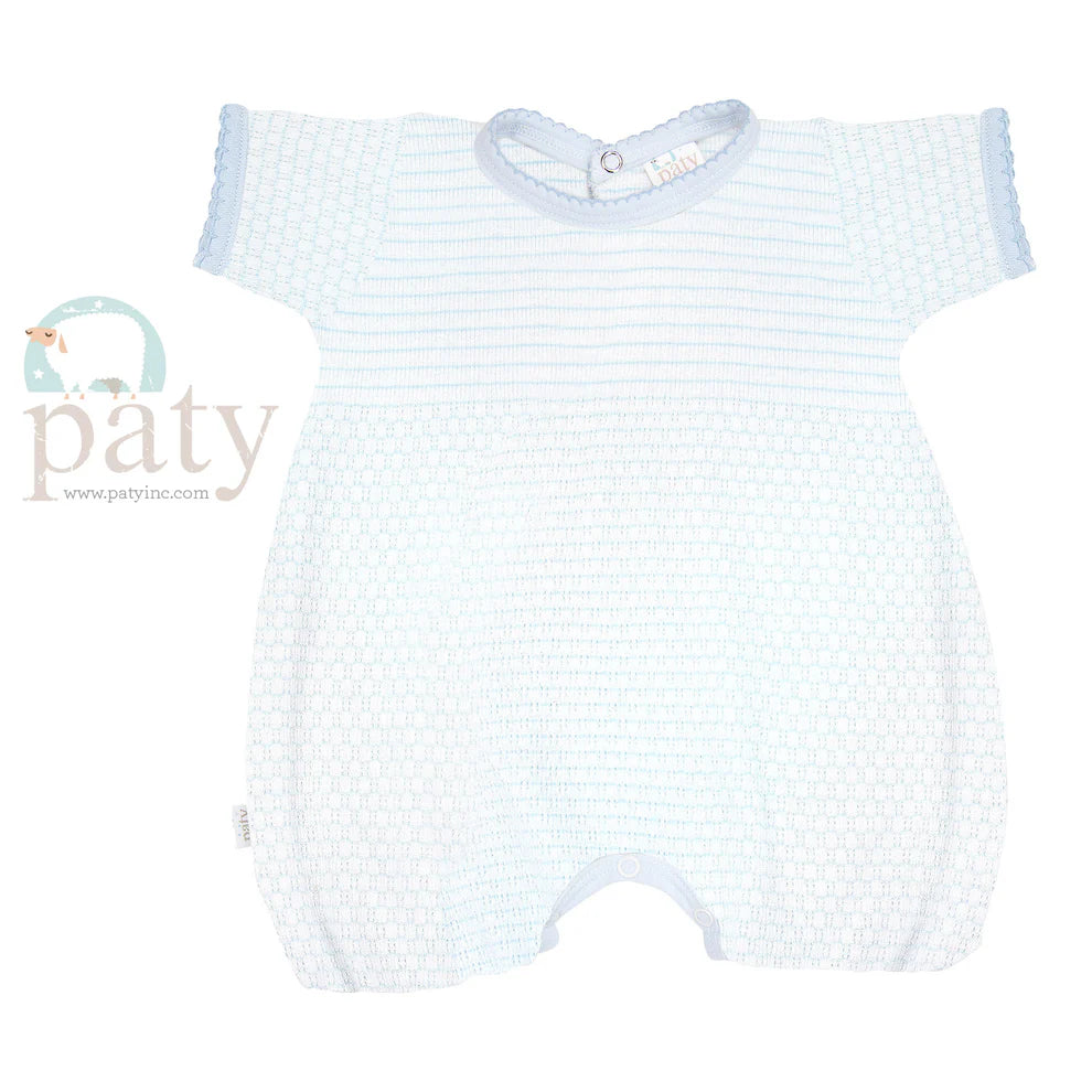 Pinstripe Baby Bubble With Pima Trim, Mint