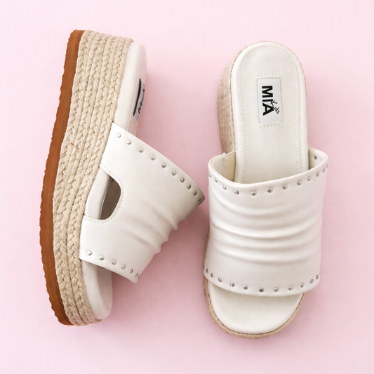 Zhena Ecru Slide Wedge