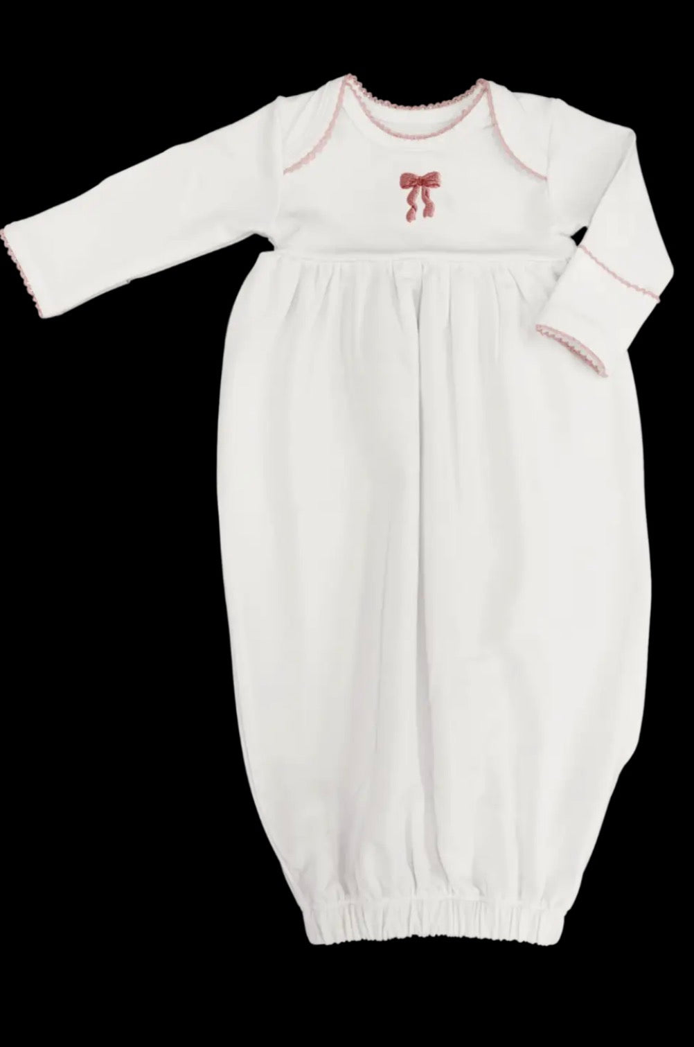 Pip Embroidered Gown-Bow NB