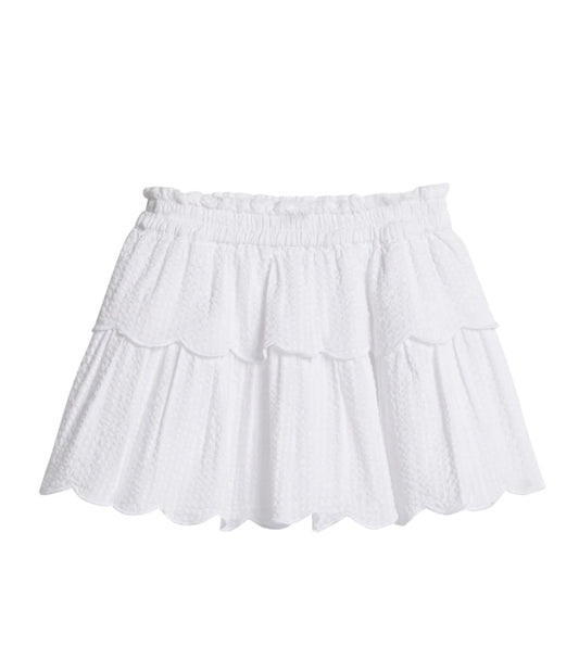 Tiered Skort, White Seersucker