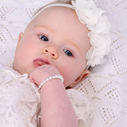 Ivory Lace Baptism Shoe and Headband