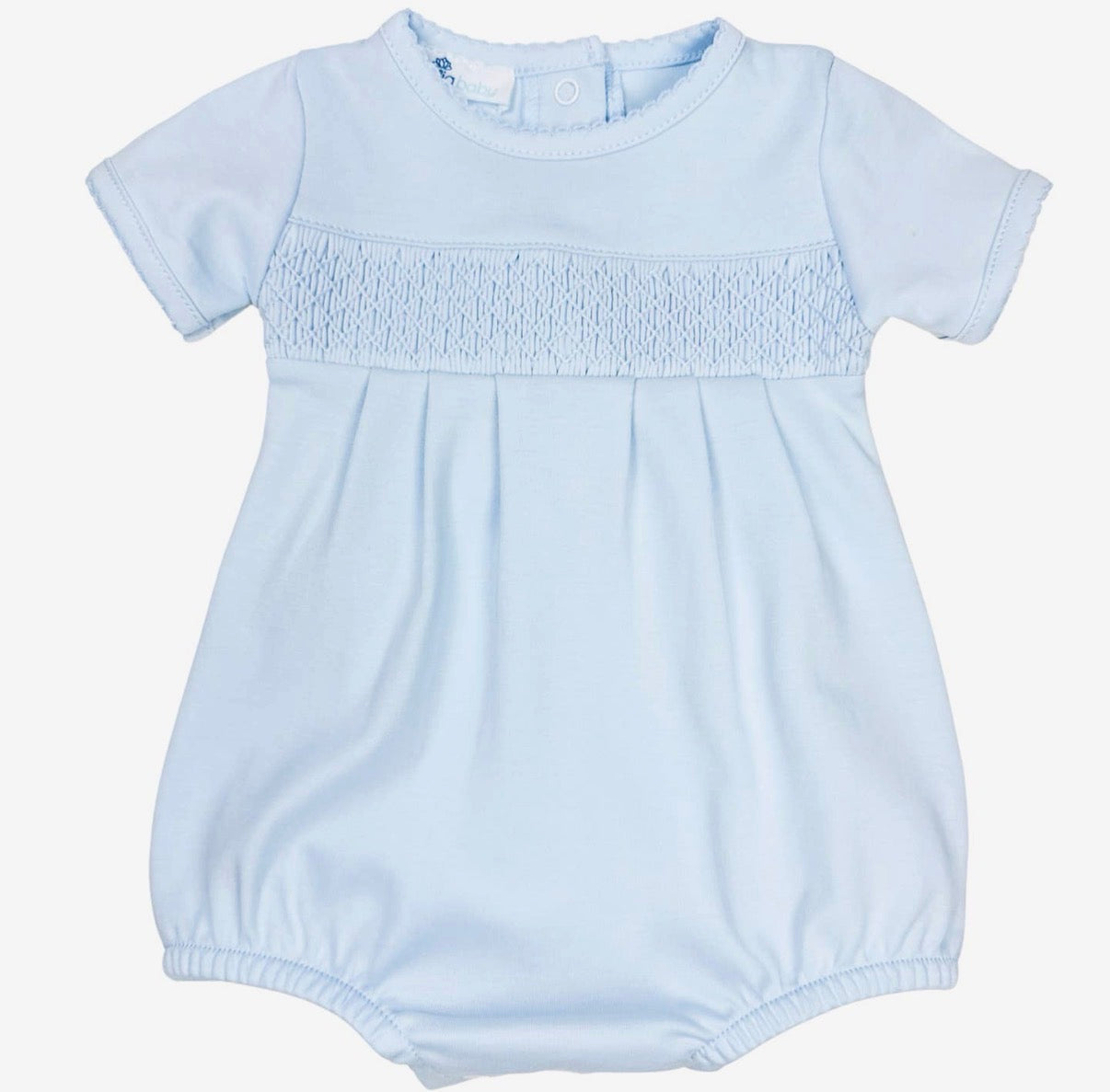 Blue Solid Smocked Bubble