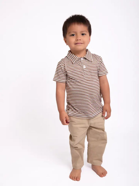 SS Polo Shirt, Choc Stripes
