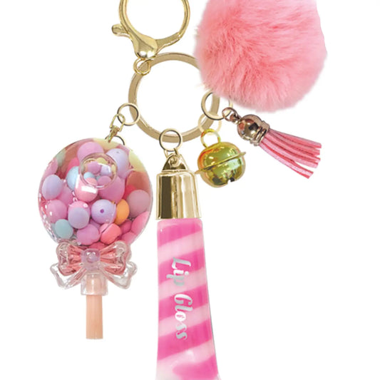 Trendy Lip Gloss With Keychain, Sweets