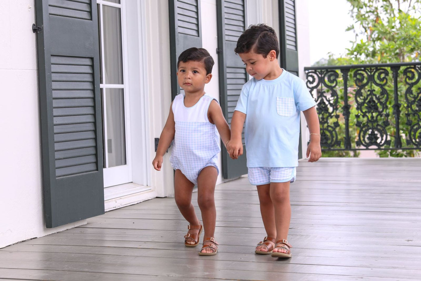 Madden Short Set-Light Blue Gingham