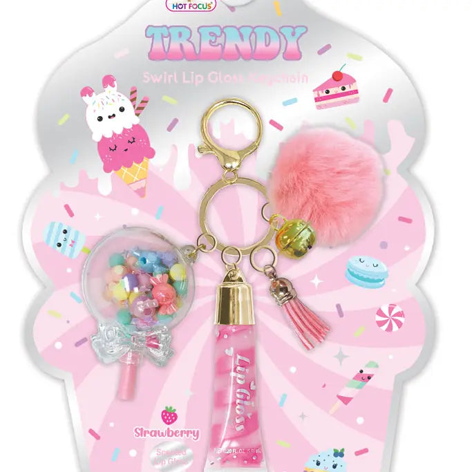 Trendy Lip Gloss With Keychain, Sweets