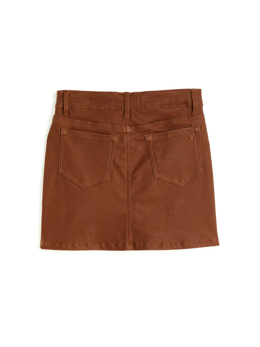 Brown Coated Mini Skirt