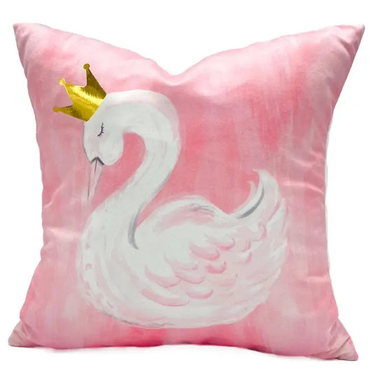 Gold Foil Swan Polyester Pillow