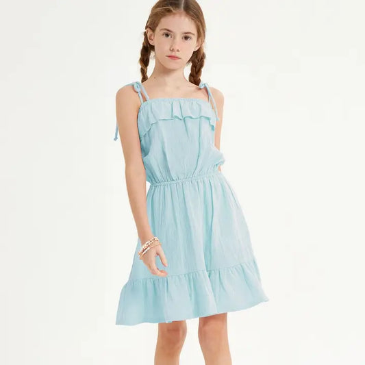 Light Blue Tiered Gauze Dress